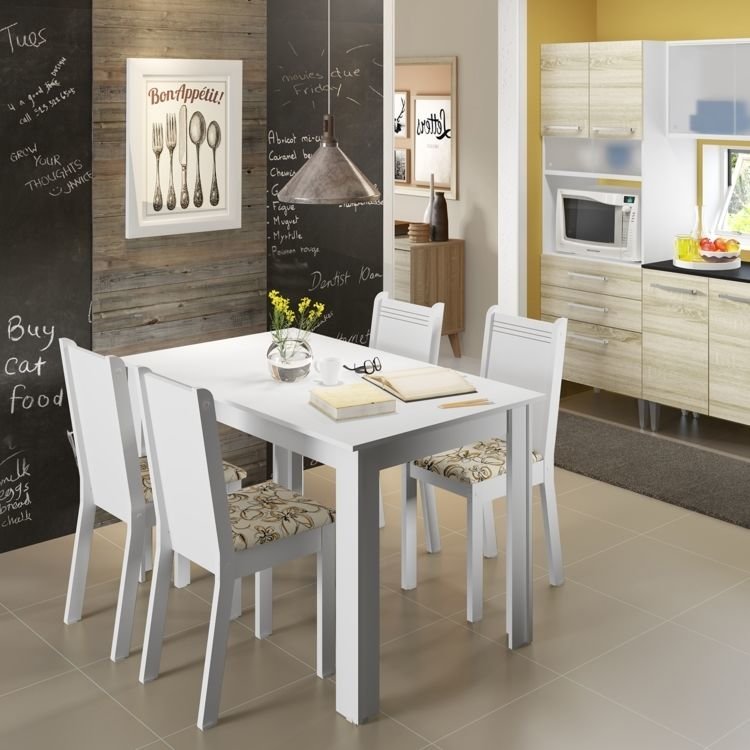 Conjunto Sala De Jantar Com Banco ~ Conjunto para Sala de Jantar Mesa e 4 Cadeira Rosie Madesa Branco Conjunto Sala De Jantar Com Banco ~ Conjunto para Sala de Jantar Mesa e 4 Cadeira Rosie Madesa Branco