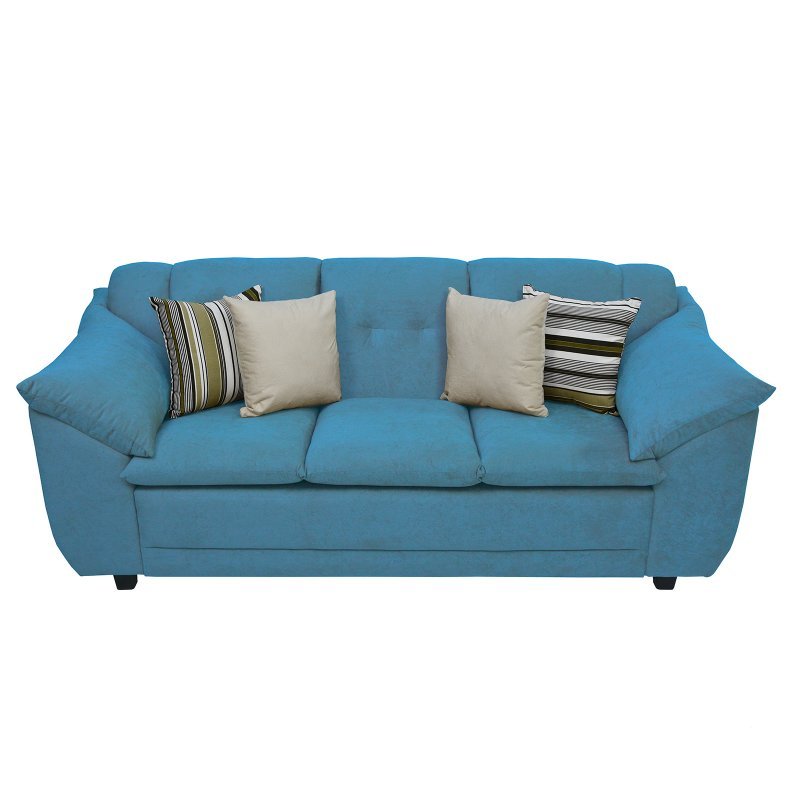Sofá 3 Lugares Rafa Suede Amassado Azul Rifletti Azul MadeiraMadeira