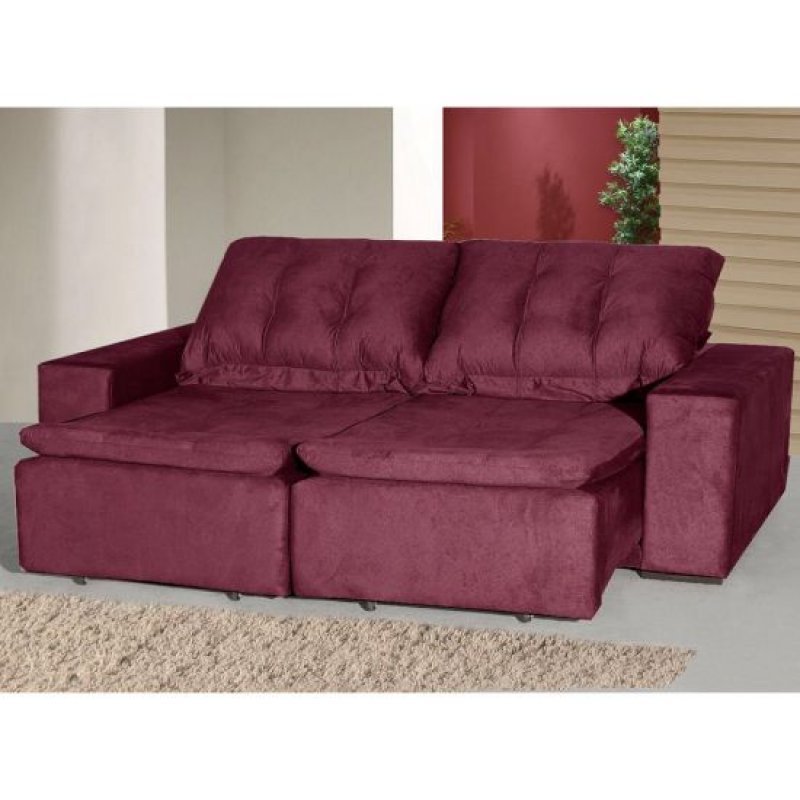 Sofá Bom Pastor Diamond Retrátil e Reclinável em Tecido Veludo Penna