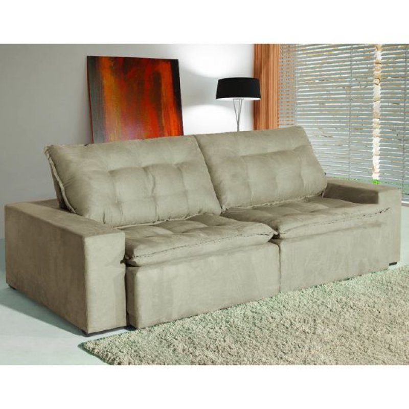 Sofá Bom Pastor Império Retrátil e Reclinável em Tecido Veludo Soft