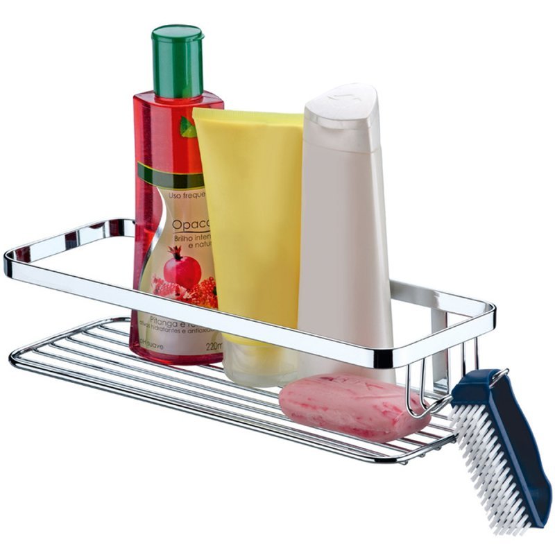 Suporte Em Aço Cromado Para Shampoo Sabonete Parede Cromado ...