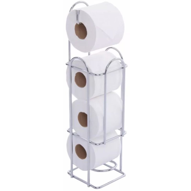 Suporte Porta Papel Higiênico Papeleira 4 Rolos Piso Chão Cromado ...