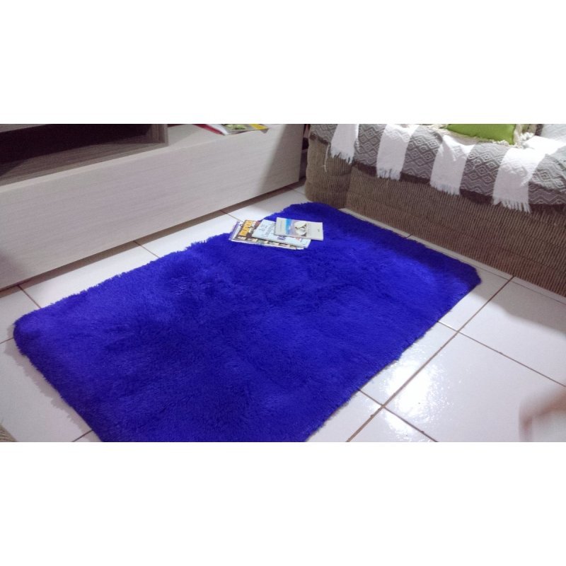 Tapete peludo azul marinho Clearance
