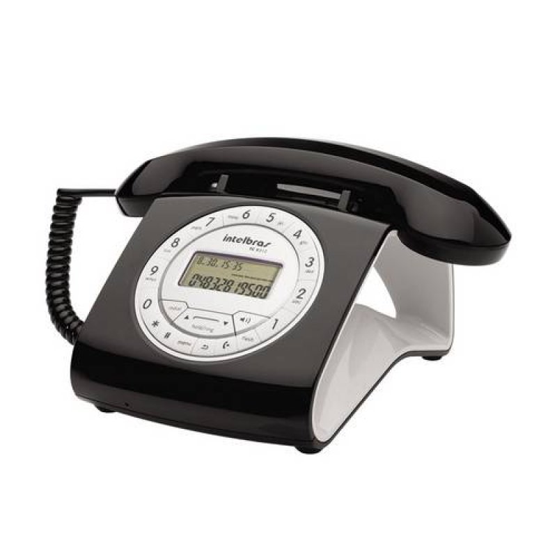 Telefones com fio intelbras icon 4030160 tc8312 preto retro c/identificador de chamadas